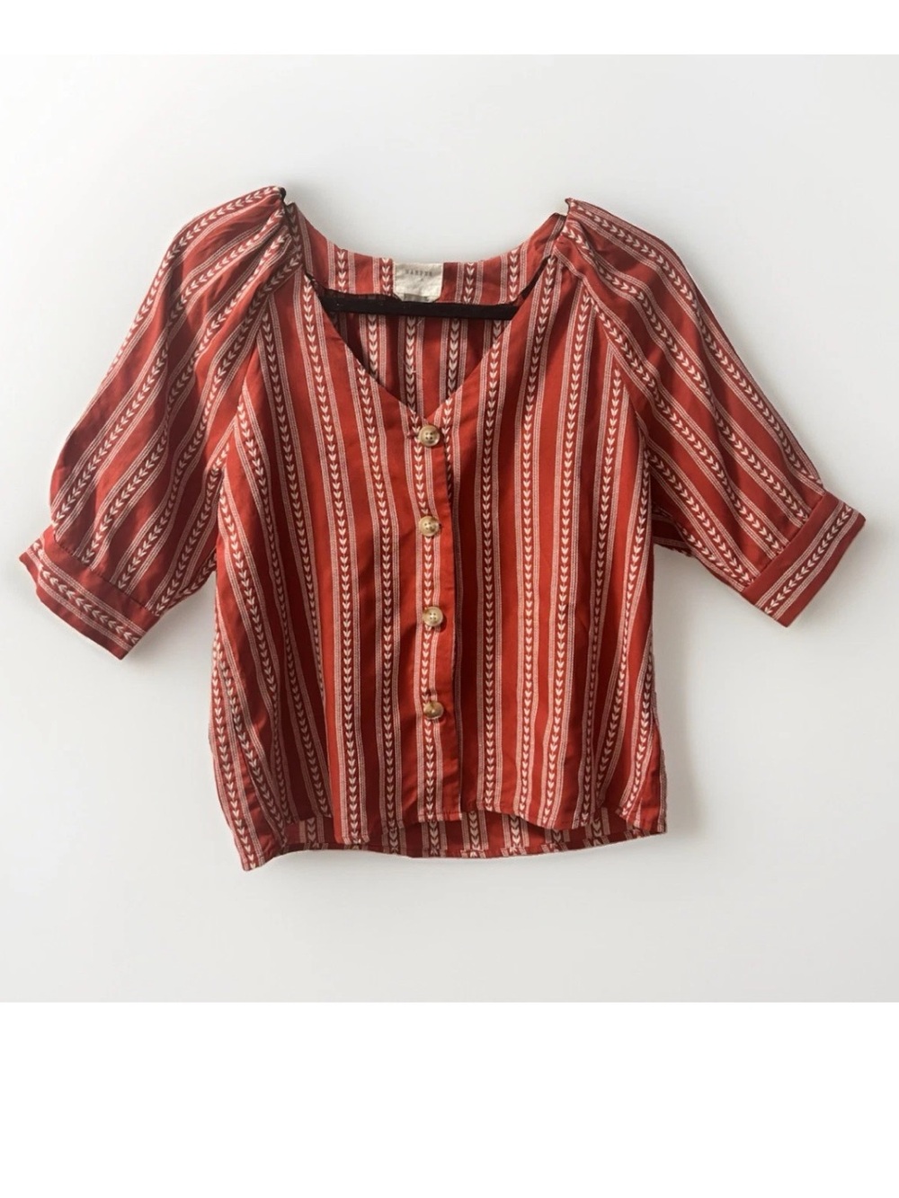 Harper Red Striped Button-Front Blouse